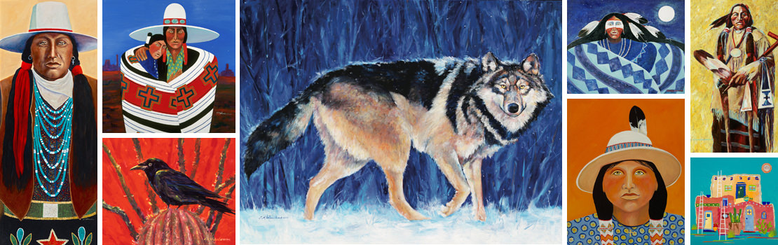 A collage of CK Wearden paintings